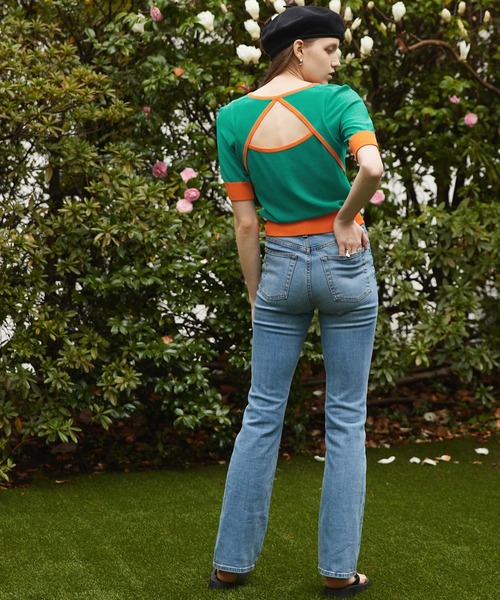 Keeepy(キーピー)の「【Keeepy】back open color scheme knit short pullover(ニット/セーター・レディース・ライトグリーン/ブルーグリーン・FREE)」の21枚目の写真