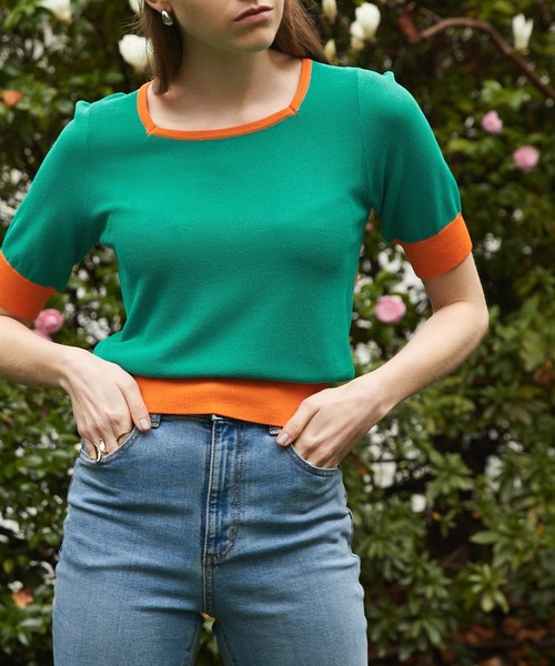 Keeepy(キーピー)の「【Keeepy】back open color scheme knit short pullover(ニット/セーター・レディース・ライトグリーン/ブルーグリーン・FREE)」の22枚目の写真