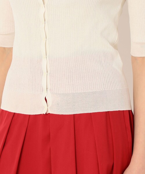 TOMORROWLAND （トゥモローランド）の「マーセライズドコットンリブ クルーネックカーディガン（カーディガン/ボレロ・レディース・ホワイト/ブラック/カーキ/ピンク/シルバー系その他・S/M）」の14枚目の写真