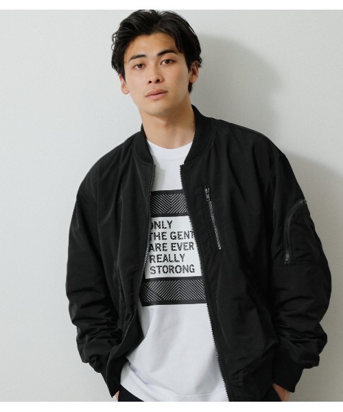 AZUL by moussy(アズールバイマウジー)の「GROSGRAIN BALLOON MA-1/グログランバルーンMA-1(MA-1・メンズ・ライトカーキ/ブラック・MEDIUM/LARGE)」の22枚目の写真