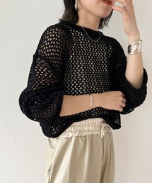 wee9s（ウィークス）の「mesh short knit / メッシュショートニット（Tシャツ/カットソー）」