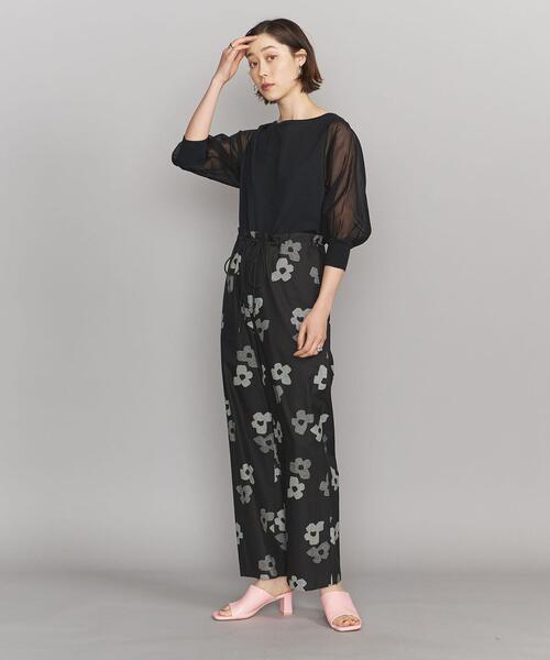 BEAUTY&amp;YOUTH UNITED ARROWS - ユナイテッドアローズ　BY コットンオーガンジー ボートネック 6分袖 ニット BEAUTY&YOUTH UNITED ARROWS（ビューティーアンドユース