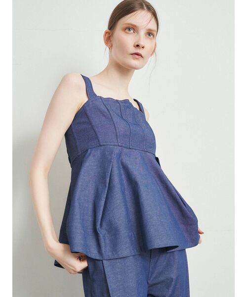 ELENDEEK（エレンディーク）の「タンクビスチェチュニック【セットアップ対応可能】（キャミソール・レディース・ブラック/インディゴブルー/ベージュ・FREE）」の3枚目の写真