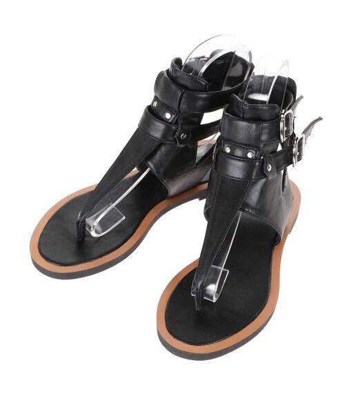 新品 アンスリード un3d. ストラップパンプス サンダル エナメル 38 黒 Georgina ジョージナ アンクルストラッププラットフォーム