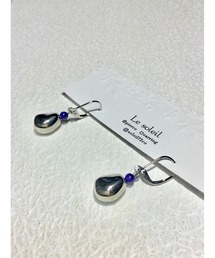 【Le soleil】小ぶり ラピスラズリ beanピアス(MA)