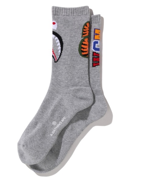 A BATHING APE（アベイシングエイプ）の「SHARK SOCKS M（ソックス/靴下・メンズ・ホワイト/ブラック/グレー・SMALL/MEDIUM/LARGE）」の3枚目の写真