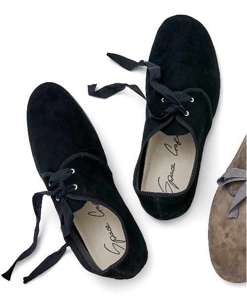 SPACE CRAFT(スペースクラフト)の「SPACE CRAFT スペースクラフト / RIBBON SHOES 2WAYレースアップフラットシューズ リボンシューズ / SC-426(バレエシューズ・レディース・グレー/ブラック・26cm/23cm/24cm/27cm/25cm)」の2枚目の写真