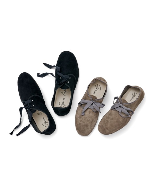 SPACE CRAFT(スペースクラフト)の「SPACE CRAFT スペースクラフト / RIBBON SHOES 2WAYレースアップフラットシューズ リボンシューズ / SC-426(バレエシューズ・レディース・グレー/ブラック・26cm/23cm/24cm/27cm/25cm)」の3枚目の写真