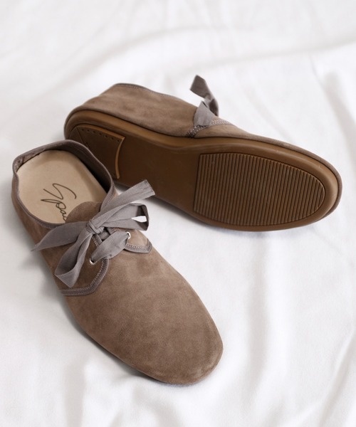 SPACE CRAFT(スペースクラフト)の「SPACE CRAFT スペースクラフト / RIBBON SHOES 2WAYレースアップフラットシューズ リボンシューズ / SC-426(バレエシューズ・レディース・グレー/ブラック・26cm/23cm/24cm/27cm/25cm)」の6枚目の写真