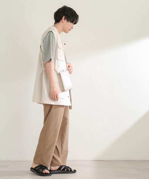 SENSE OF PLACE by URBAN RESEARCH（センスオブプレイスバイアーバンリサーチ）の「『セットアップ対応』 リネンライクタックワイドパンツ（スラックス・メンズ・チャコールグレー/ベージュ/グリーン/アイボリー・SMALL/MEDIUM/LARGE）」の5枚目の写真