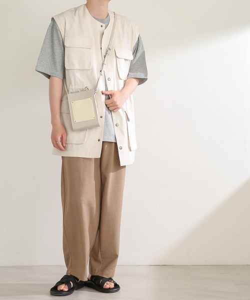 SENSE OF PLACE by URBAN RESEARCH（センスオブプレイスバイアーバンリサーチ）の「『セットアップ対応』 リネンライクタックワイドパンツ（スラックス・メンズ・チャコールグレー/ベージュ/グリーン/アイボリー・SMALL/MEDIUM/LARGE）」の6枚目の写真