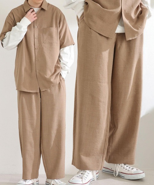 SENSE OF PLACE by URBAN RESEARCH（センスオブプレイスバイアーバンリサーチ）の「『セットアップ対応』 リネンライクタックワイドパンツ（スラックス・メンズ・チャコールグレー/ベージュ/グリーン/アイボリー・SMALL/MEDIUM/LARGE）」の7枚目の写真