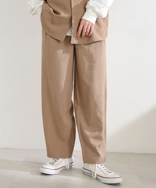 SENSE OF PLACE by URBAN RESEARCH（センスオブプレイスバイアーバンリサーチ）の「『セットアップ対応』 リネンライクタックワイドパンツ（スラックス・メンズ・チャコールグレー/ベージュ/グリーン/アイボリー・SMALL/MEDIUM/LARGE）」の9枚目の写真