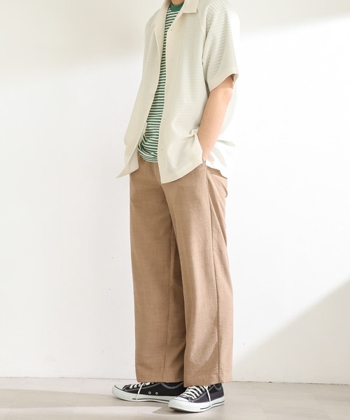 SENSE OF PLACE by URBAN RESEARCH（センスオブプレイスバイアーバンリサーチ）の「『セットアップ対応』 リネンライクタックワイドパンツ（スラックス・メンズ・チャコールグレー/ベージュ/グリーン/アイボリー・SMALL/MEDIUM/LARGE）」の14枚目の写真