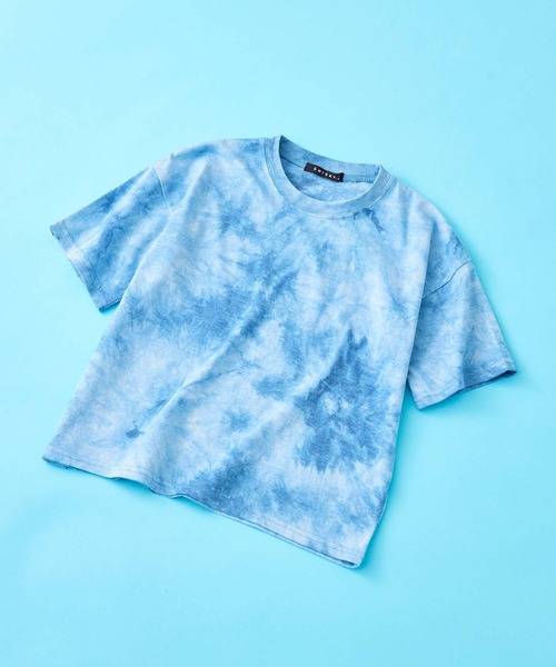 SHISKY（シスキー）の「SHISKY / シスキー ビックシルエット タイダイ染め クルーネックＴシャツ 半袖 キッズ（Tシャツ/カットソー・キッズ・ネイビー/ブラック/パープル/モカ/ミント/サックスブルー/ピンク/オレンジ・140/160/130/120/150/110）」の4枚目の写真