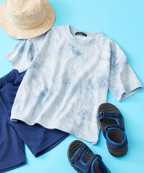 SHISKY（シスキー）の「SHISKY / シスキー ビックシルエット タイダイ染め クルーネックＴシャツ 半袖 キッズ（Tシャツ/カットソー・キッズ・ネイビー/ブラック/パープル/モカ/ミント/サックスブルー/ピンク/オレンジ・140/160/130/120/150/110）」の5枚目の写真