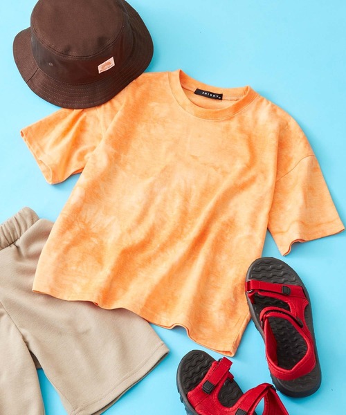 SHISKY（シスキー）の「SHISKY / シスキー ビックシルエット タイダイ染め クルーネックＴシャツ 半袖 キッズ（Tシャツ/カットソー・キッズ・ネイビー/ブラック/パープル/モカ/ミント/サックスブルー/ピンク/オレンジ・140/160/130/120/150/110）」の8枚目の写真