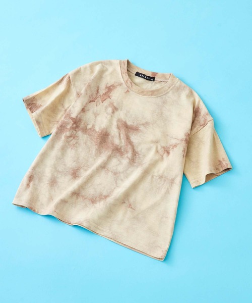 SHISKY（シスキー）の「SHISKY / シスキー ビックシルエット タイダイ染め クルーネックＴシャツ 半袖 キッズ（Tシャツ/カットソー・キッズ・ネイビー/ブラック/パープル/モカ/ミント/サックスブルー/ピンク/オレンジ・140/160/130/120/150/110）」の3枚目の写真