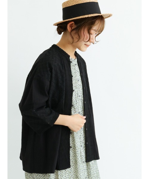 Samansa Mos2(サマンサ モスモス)の「ドビーレースパッチワークブラウス(シャツ/ブラウス・レディース・ブラック/グレー/オフホワイト・フリ-)」の8枚目の写真