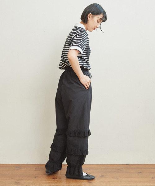 CHILD WOMAN（チャイルドウーマン）の「無地＆ボーダーポンチ ポロプルオーバー（ポロシャツ・レディース・その他/アイボリー/ブラック・FREE）」の9枚目の写真