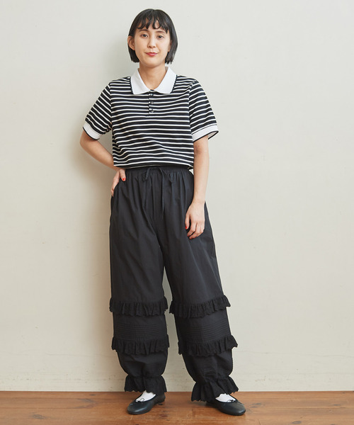 CHILD WOMAN（チャイルドウーマン）の「無地＆ボーダーポンチ ポロプルオーバー（ポロシャツ・レディース・その他/アイボリー/ブラック・FREE）」の11枚目の写真