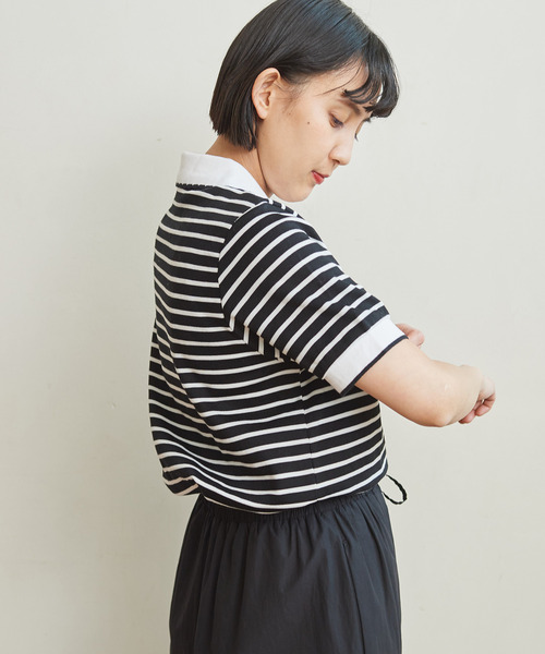 CHILD WOMAN（チャイルドウーマン）の「無地＆ボーダーポンチ ポロプルオーバー（ポロシャツ・レディース・その他/アイボリー/ブラック・FREE）」の6枚目の写真