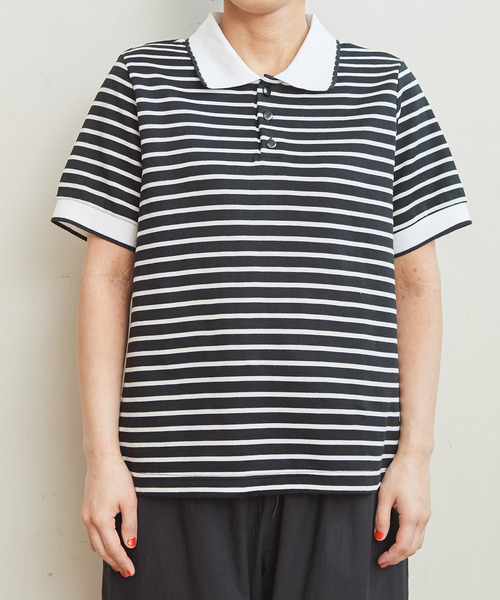 CHILD WOMAN（チャイルドウーマン）の「無地＆ボーダーポンチ ポロプルオーバー（ポロシャツ・レディース・その他/アイボリー/ブラック・FREE）」の12枚目の写真