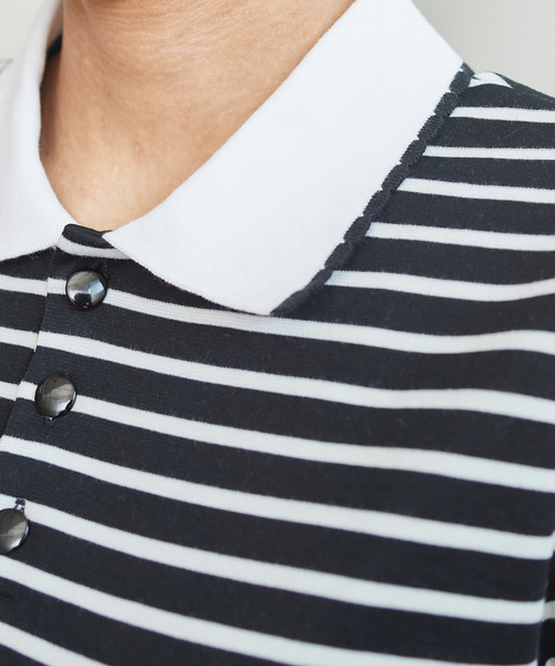 CHILD WOMAN（チャイルドウーマン）の「無地＆ボーダーポンチ ポロプルオーバー（ポロシャツ・レディース・その他/アイボリー/ブラック・FREE）」の15枚目の写真