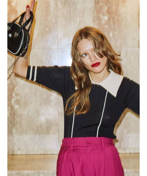 jouetie（ジュエティ）の「ピンタックバイカラーサマーニット（ニット/セーター・レディース・ブラック/ブルー/グリーン・MEDIUM）」の19枚目の写真