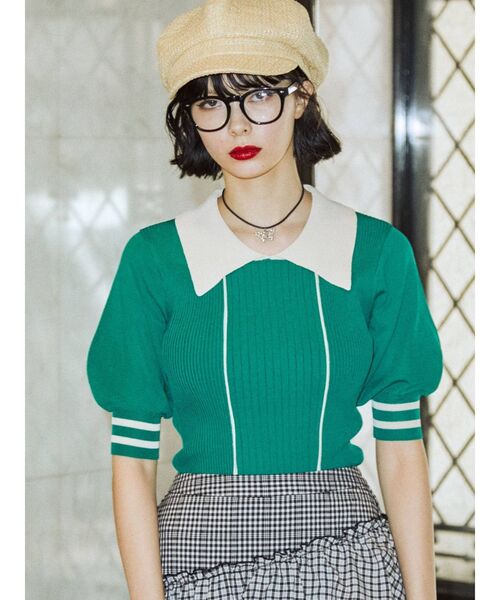 jouetie（ジュエティ）の「ピンタックバイカラーサマーニット（ニット