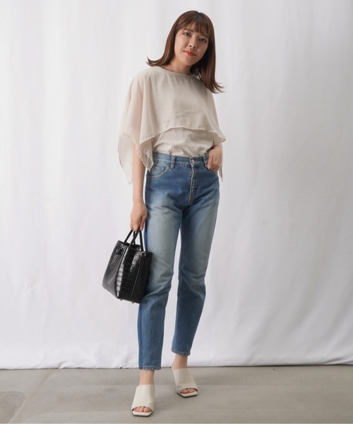 RODEO（ロデオ）の「RODEO  ロデオ サテンストライプケープカットソー（Tシャツ/カットソー・レディース・ブラック/ライトベージュ・FREE）」の15枚目の写真