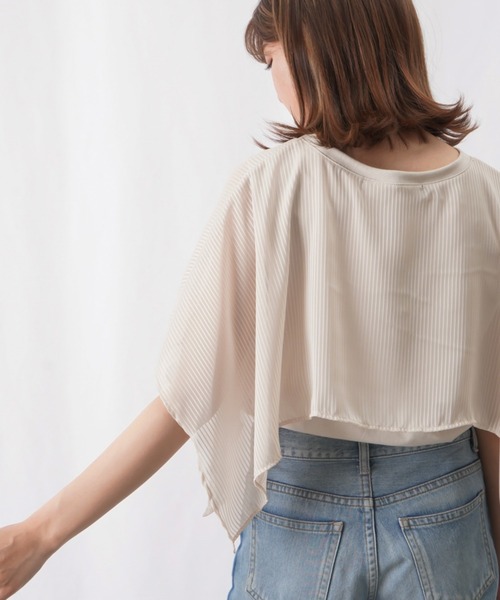RODEO（ロデオ）の「RODEO  ロデオ サテンストライプケープカットソー（Tシャツ/カットソー・レディース・ブラック/ライトベージュ・FREE）」の17枚目の写真