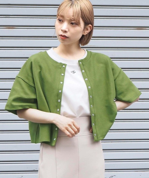 tiptop（ティップトップ）の「スナップボタン半袖カーディガン（カーディガン/ボレロ・レディース・ブラック/グレー/ピンク/ライトグリーン/ライトピンク/レッド/グリーン/オフホワイト/エンジ・FREE）」の18枚目の写真