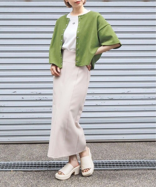 tiptop（ティップトップ）の「スナップボタン半袖カーディガン（カーディガン/ボレロ・レディース・ブラック/グレー/ピンク/ライトグリーン/ライトピンク/レッド/グリーン/オフホワイト/エンジ・FREE）」の19枚目の写真