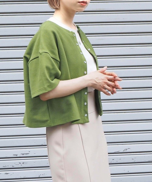 tiptop（ティップトップ）の「スナップボタン半袖カーディガン（カーディガン/ボレロ・レディース・ブラック/グレー/ピンク/ライトグリーン/ライトピンク/レッド/グリーン/オフホワイト/エンジ・FREE）」の20枚目の写真
