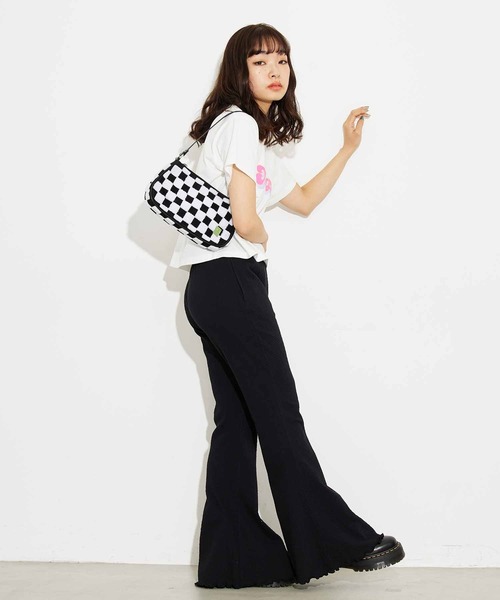 X-girl（エックスガール）の「LETTUCE EDGE FLARE EASY PANTS