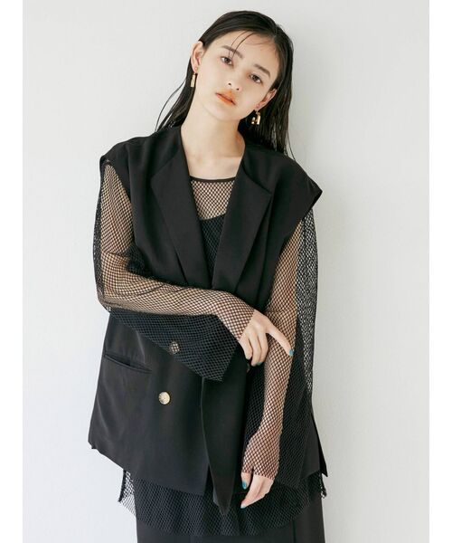 MURUA（ムルーア）の「ルーズメッシュトップス（Tシャツ/カットソー・レディース・ホワイト/ブラック・FREE）」の8枚目の写真