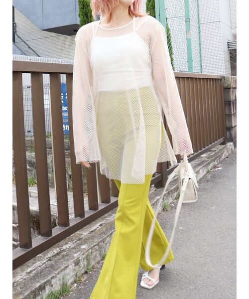 MURUA（ムルーア）の「ルーズメッシュトップス（Tシャツ/カットソー・レディース・ホワイト/ブラック・FREE）」の3枚目の写真