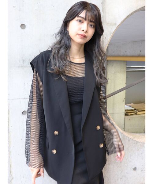 MURUA（ムルーア）の「ルーズメッシュトップス（Tシャツ/カットソー・レディース・ホワイト/ブラック・FREE）」の12枚目の写真