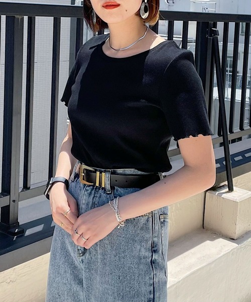 PAGEBOY(ページボーイ)の「テレコメローコンパクトTシャツ(Tシャツ/カットソー・レディース・ブラック/オフホワイト/ロイヤルブルー/グレイッシュベージュ・FREE)」の18枚目の写真