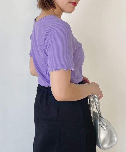 PAGEBOY(ページボーイ)の「テレコメローコンパクトTシャツ(Tシャツ/カットソー・レディース・ブラック/オフホワイト/ロイヤルブルー/グレイッシュベージュ・FREE)」の16枚目の写真