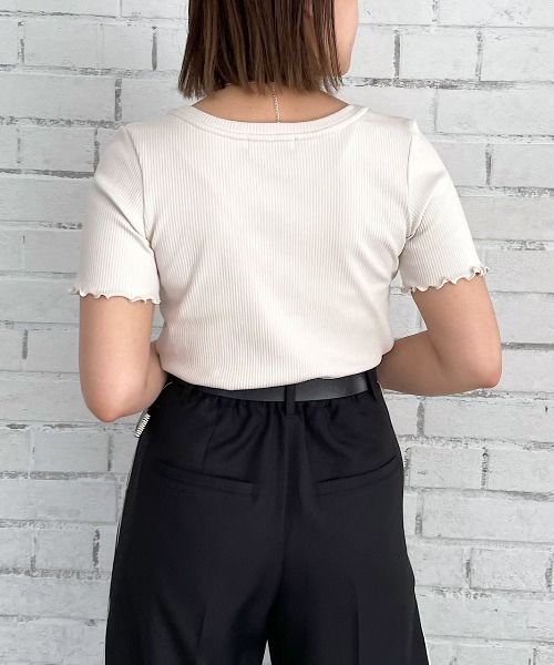 PAGEBOY(ページボーイ)の「テレコメローコンパクトTシャツ(Tシャツ/カットソー・レディース・ブラック/オフホワイト/ロイヤルブルー/グレイッシュベージュ・FREE)」の10枚目の写真