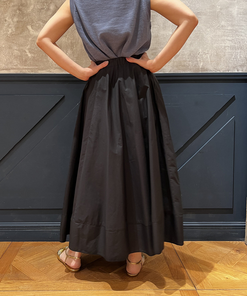 ⌘m⌘ ◆IENA LA BOUCLE楊柳サーキュラースカート◆ブラック セール】IENA LA BOUCLE タイプライターサーキュラースカート