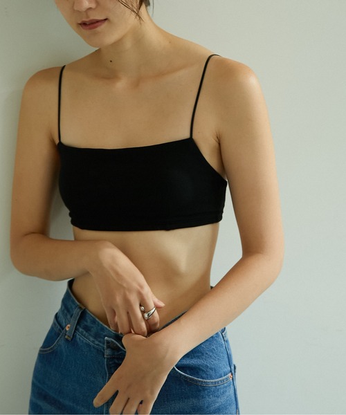 GALLARDAGALANTE(ガリャルダガランテ)の「【La nature linge】ベア天竺キャミソールブラ(ブラジャー・レディース・ホワイト/ブラック・1/0)」の3枚目の写真