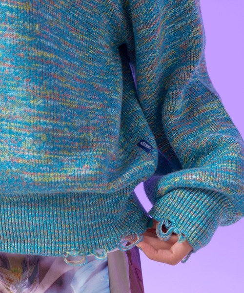 SINK kotohayokozawa(シンク コトハヨコザワ)の「MULTICOLOR DAMAGED KNIT(ニット/セーター・レディース・バーガンディー/イエロー/ブルー・M/L)」の5枚目の写真