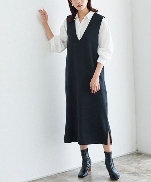 Pierrot（ピエロ）の「2wayジャンパースカート（ジャンパースカート・レディース・ブラック/ネイビー/モカ/ライトベージュ・M/L/PM）」の2枚目の写真