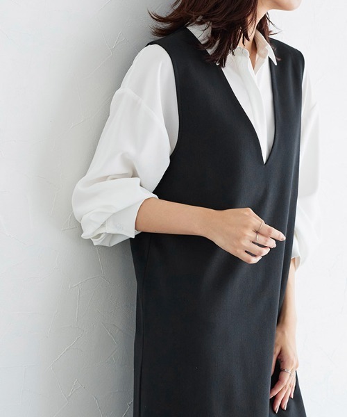 Pierrot（ピエロ）の「2wayジャンパースカート（ジャンパースカート・レディース・ブラック/ネイビー/モカ/ライトベージュ・M/L/PM）」の21枚目の写真