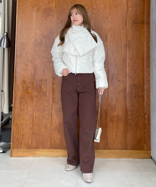 EPIMI E'PIMMY（エピミエピミー）の「マフラーセット中綿ブルゾン（ダウンジャケット/コート・レディース・アイボリー/ブラック・MEDIUM）」の20枚目の写真