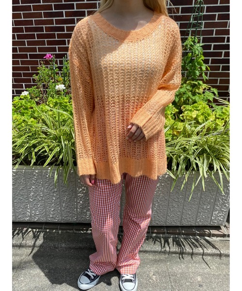 WC（ダブル シー）の「カラーメッシュニット（ニット/セーター・レディース・ホワイト/ブラック/パープル/オレンジ/グリーン・FREE）」の5枚目の写真