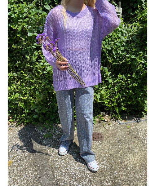 WC（ダブル シー）の「カラーメッシュニット（ニット/セーター・レディース・ホワイト/ブラック/パープル/オレンジ/グリーン・FREE）」の19枚目の写真